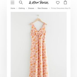 & other stories Orange and Pink Spring Floral midi Dress